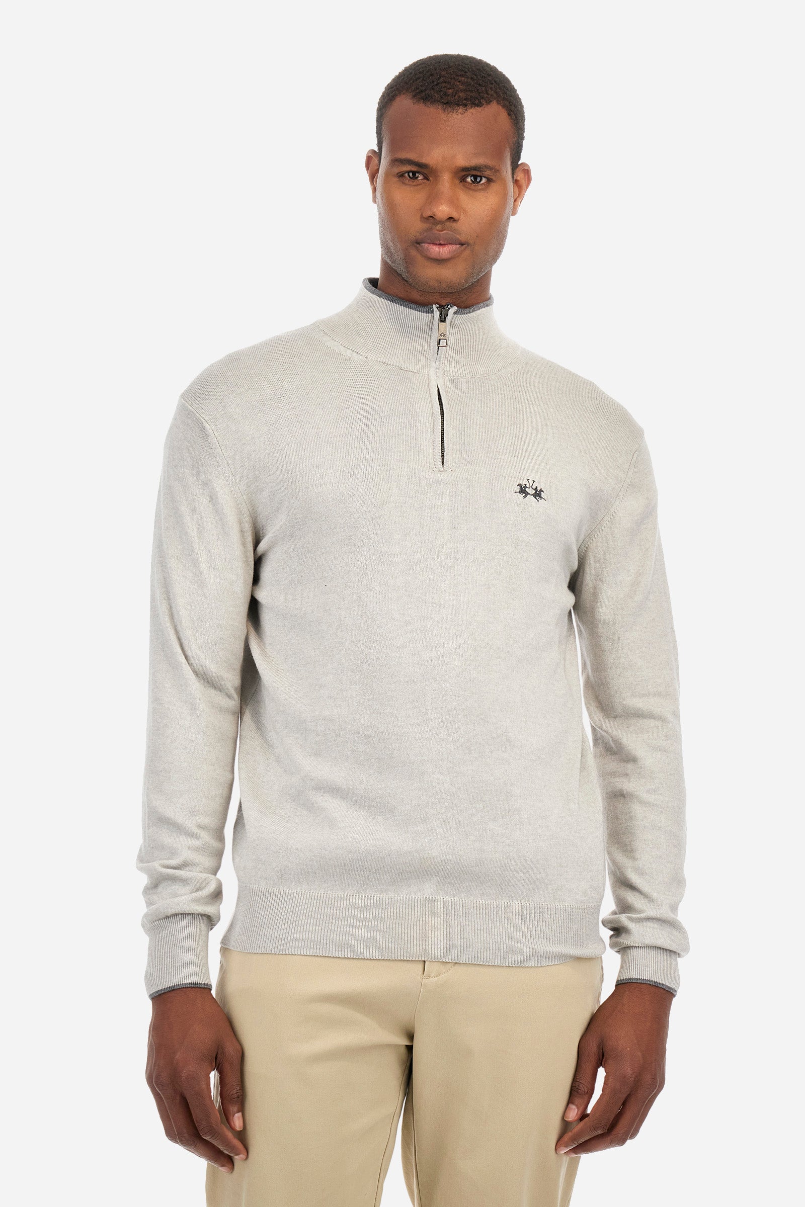 Regular fit pullover in cotton and wool - Zayyir