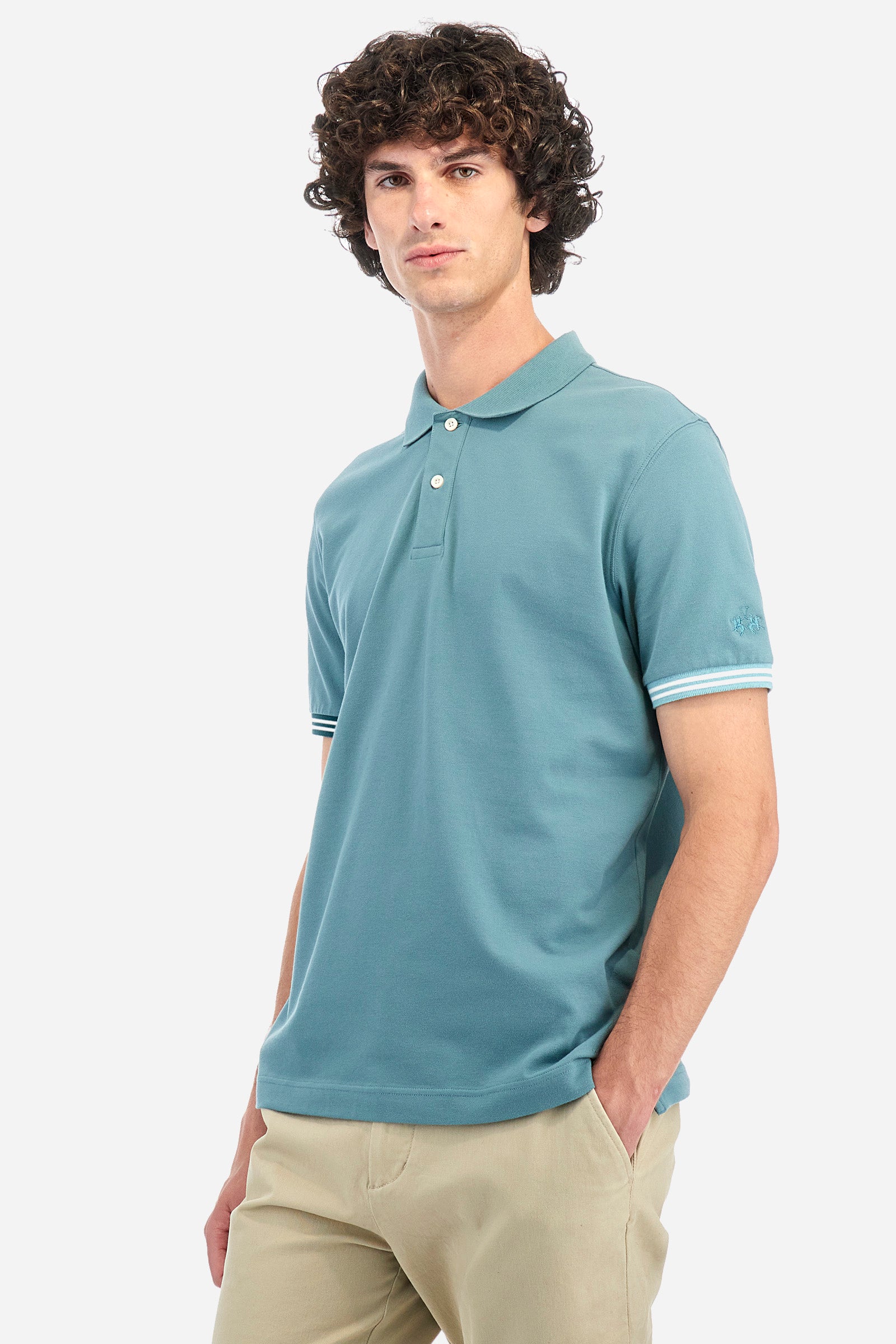 Regular fit polo shirt in stretch cotton - Zaccary