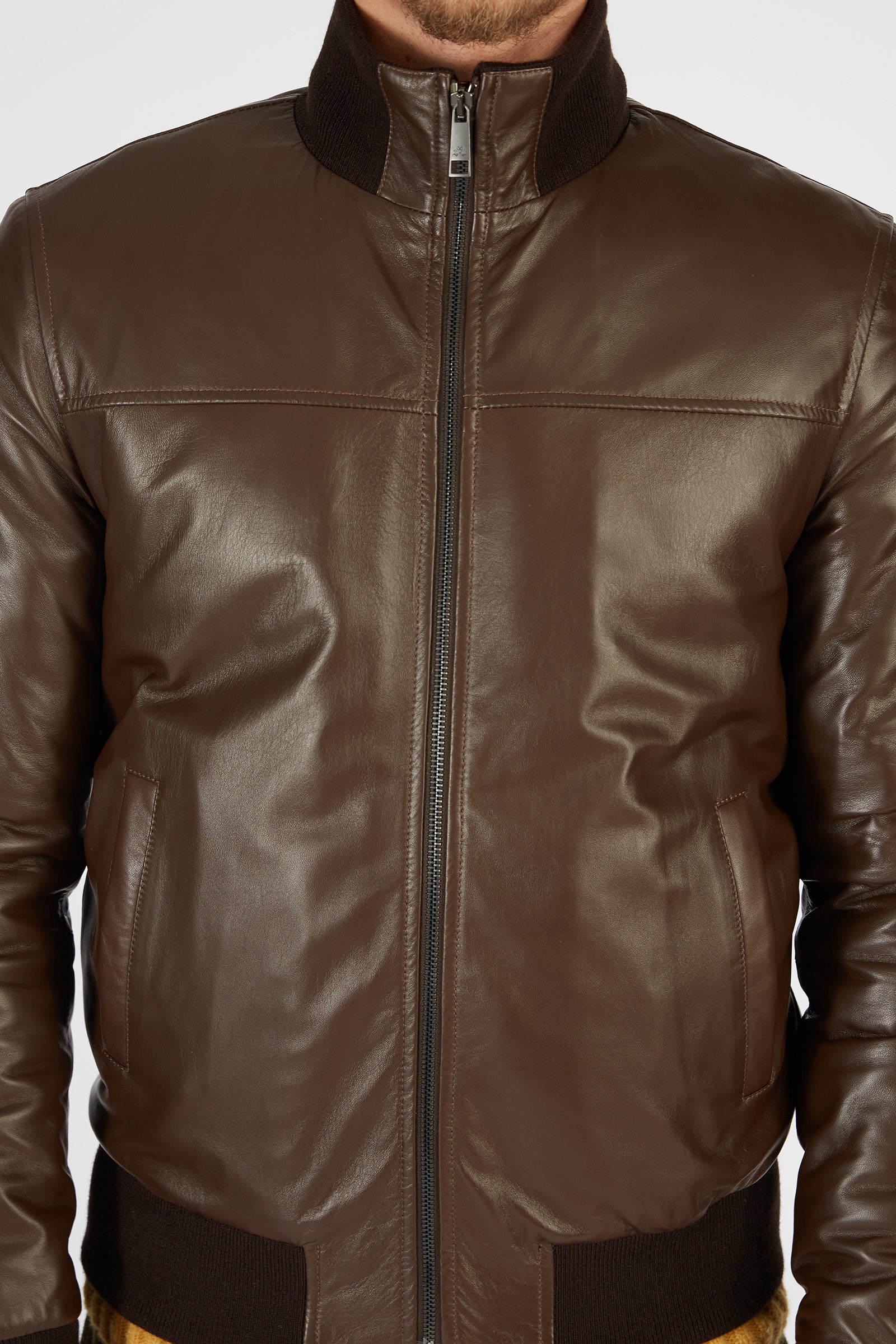 Blue Ribbon leather jacket with regular fit zip front closure