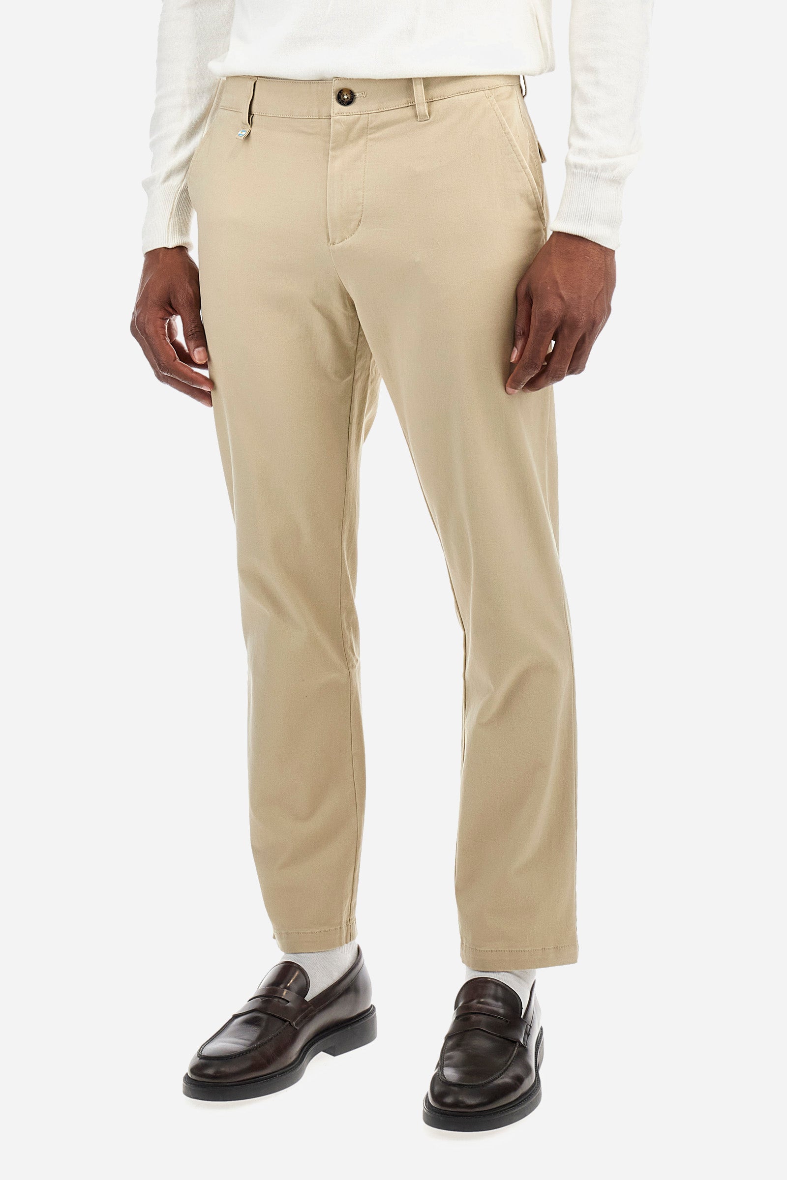 Pantalone chino regular fit in cotone elasticizzato - Zenovio