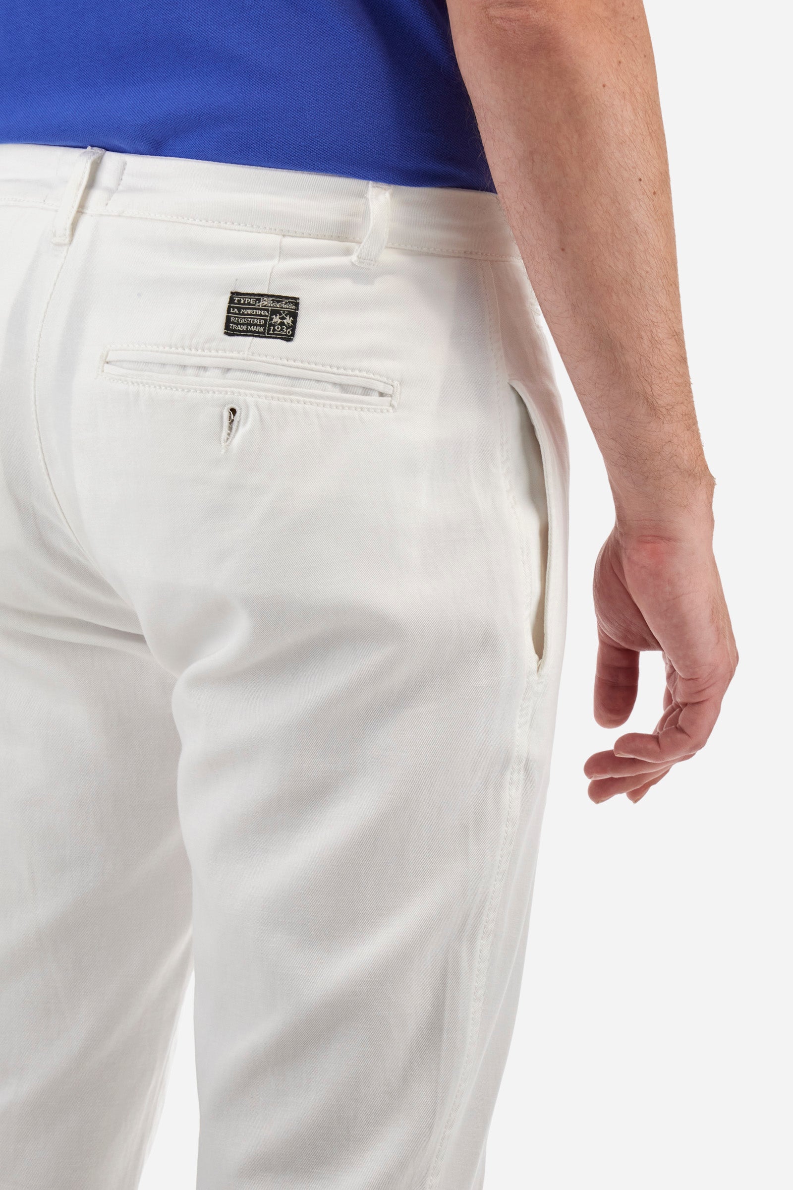 Pantalone chino in cotone e lino regular fit - Yasuhiko