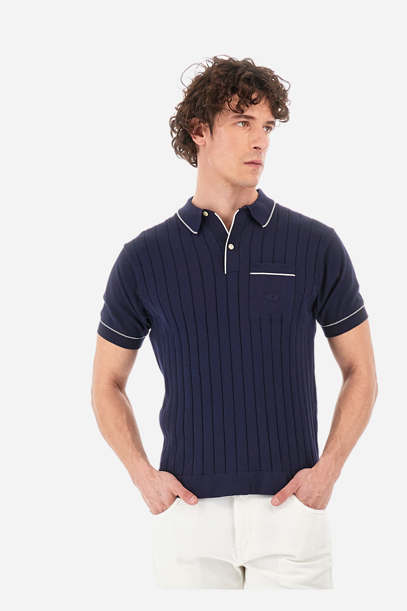 Regular-fit knitted polo shirt - Yaqub
