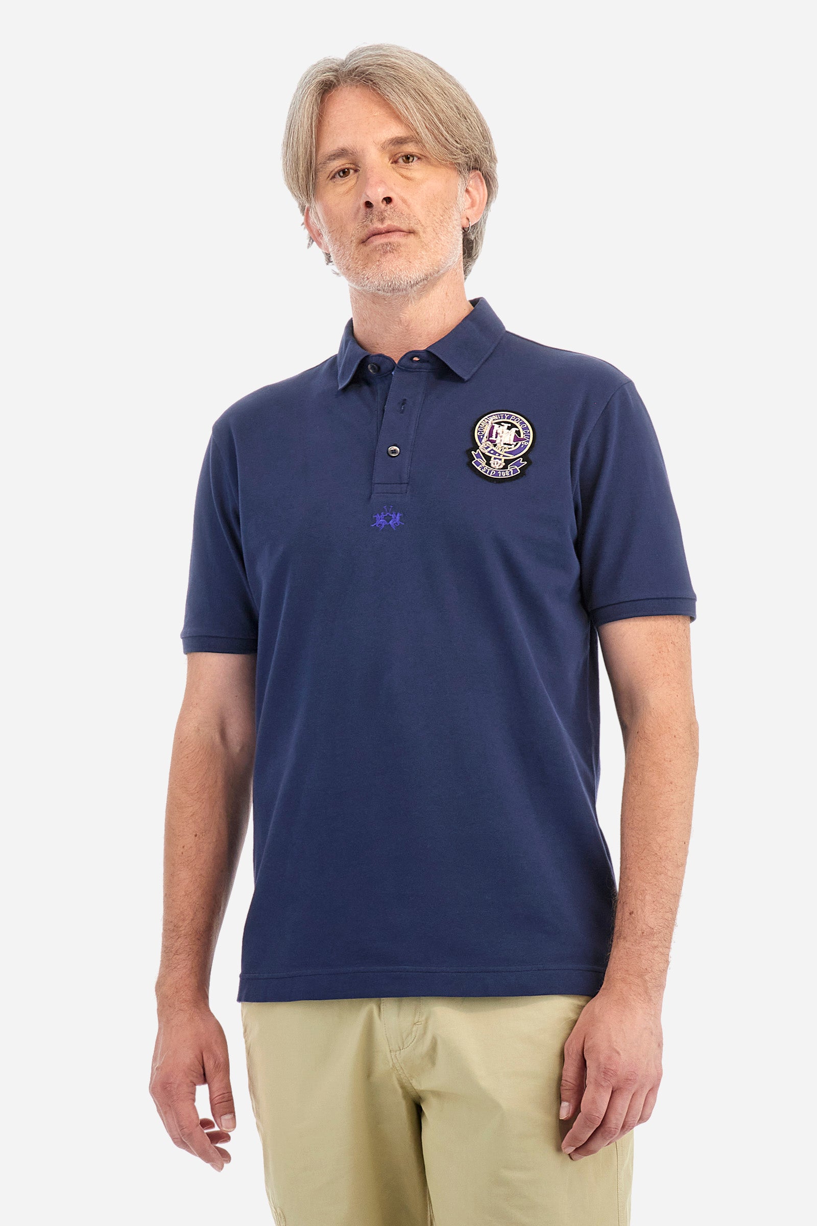 Regular-fit polo shirt in elasticated cotton - August