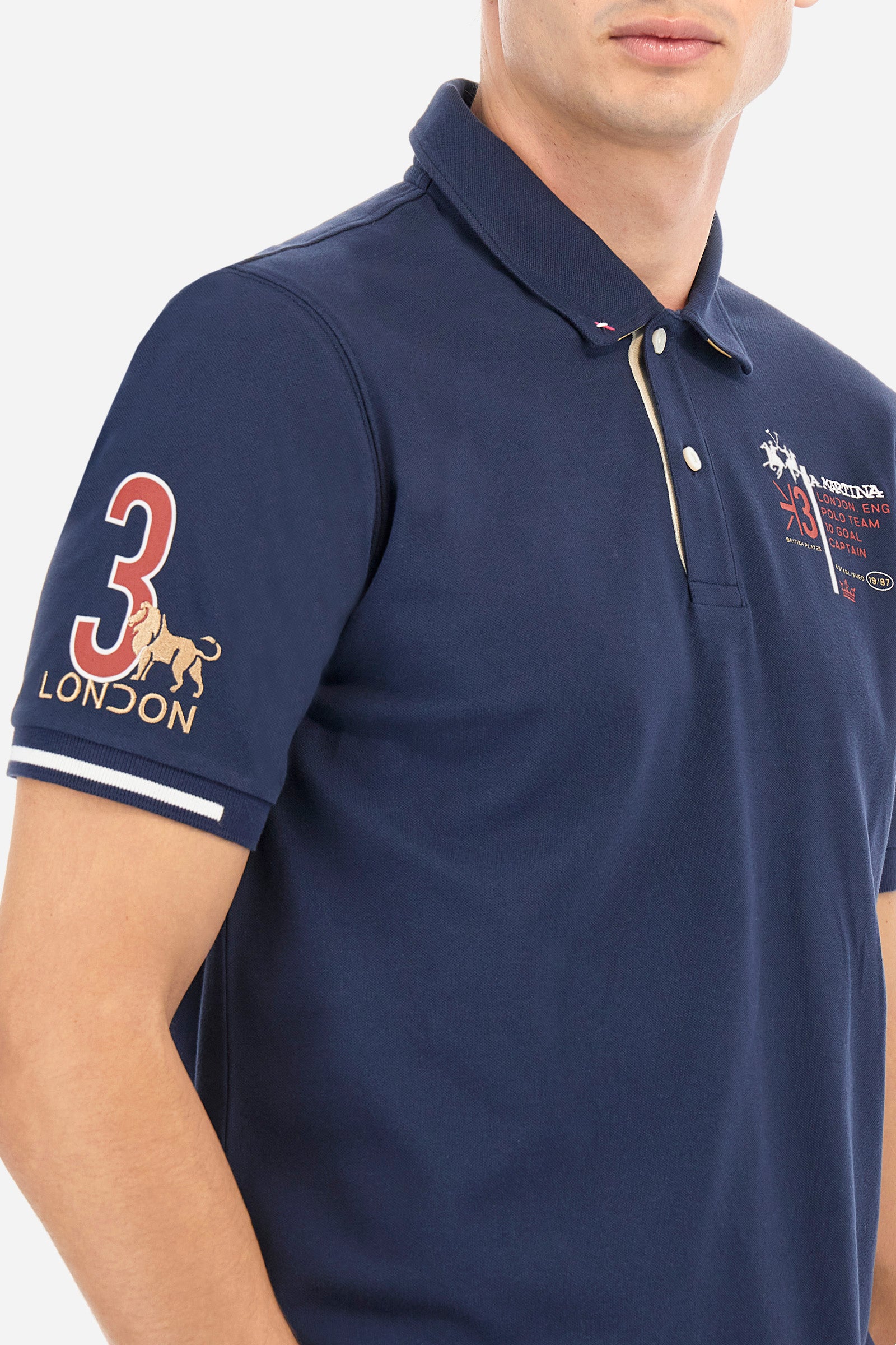 Poloshirt aus Strech-Piqué-Baumwolle mit normaler Passform – Alfredo