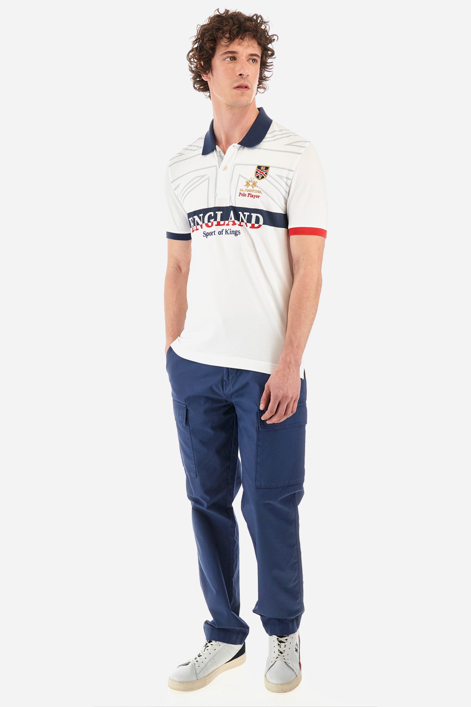 Regular-fit polo shirt in elasticated cotton - Yuria