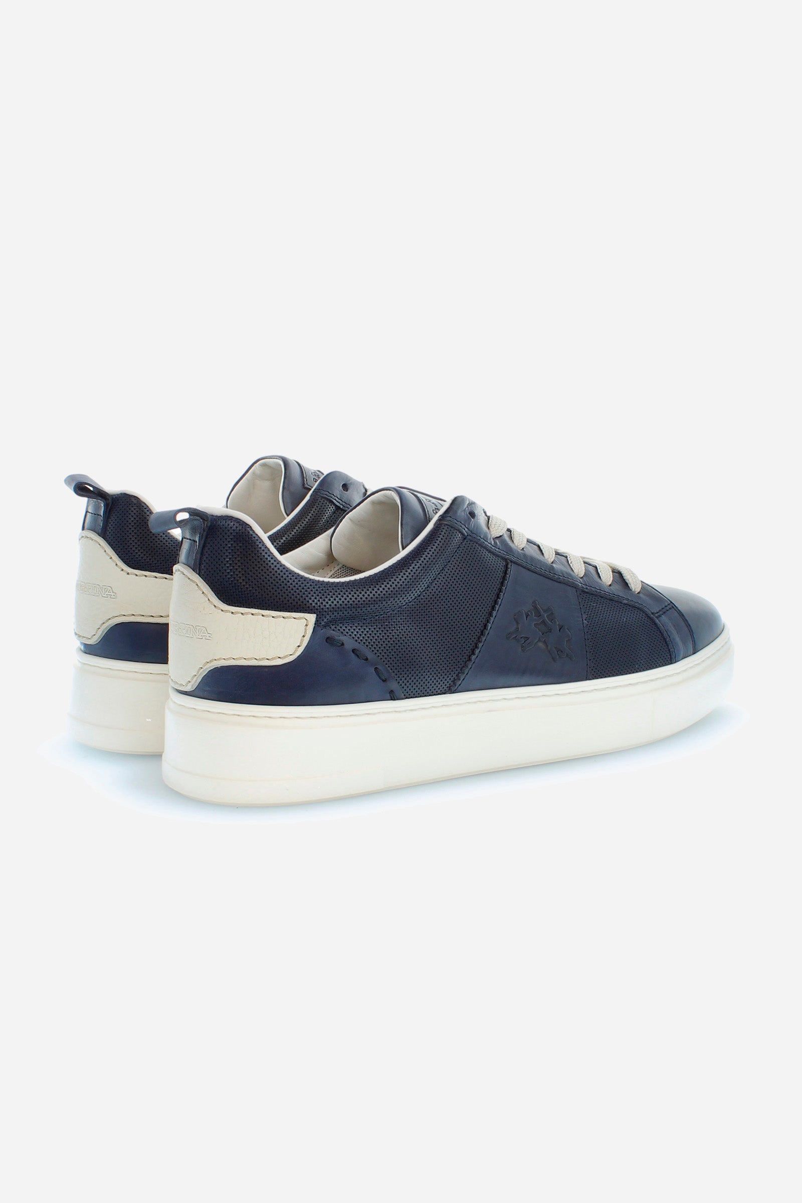 Men's leather trainers with contrasting inserts