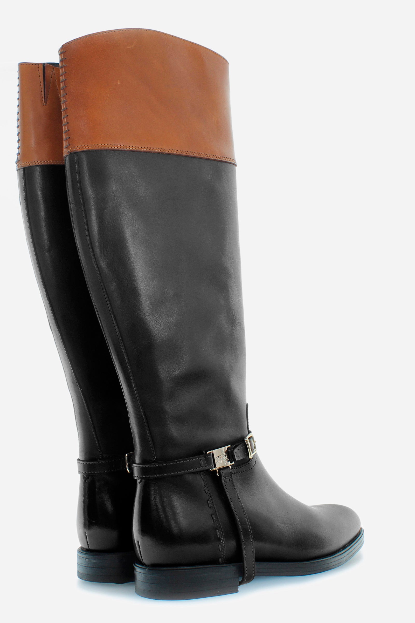 Bottes pour femme en cuir bicolore