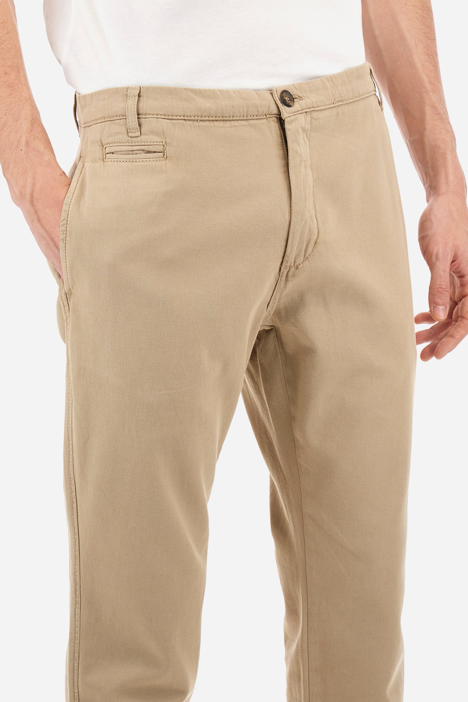 Pantalon chino en coton et lin coupe classique - Yasuhiko