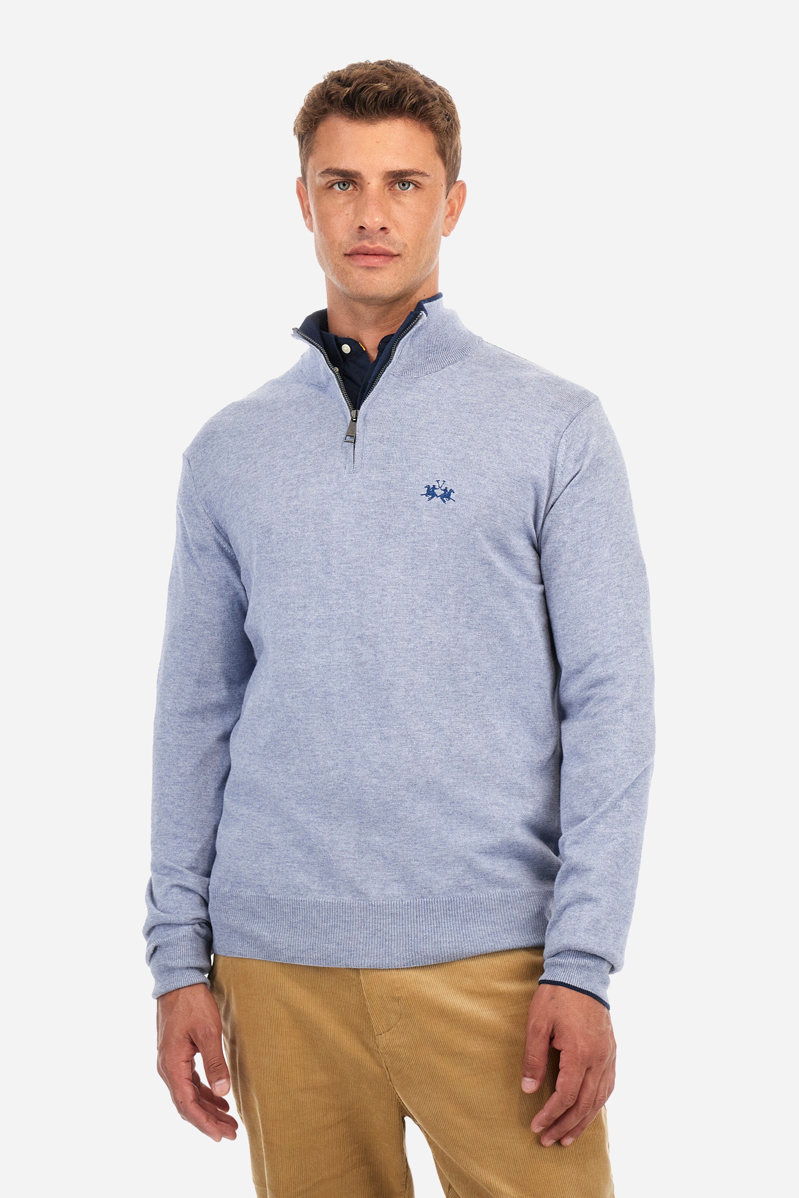 Regular fit pullover in cotton and wool - Zayyir