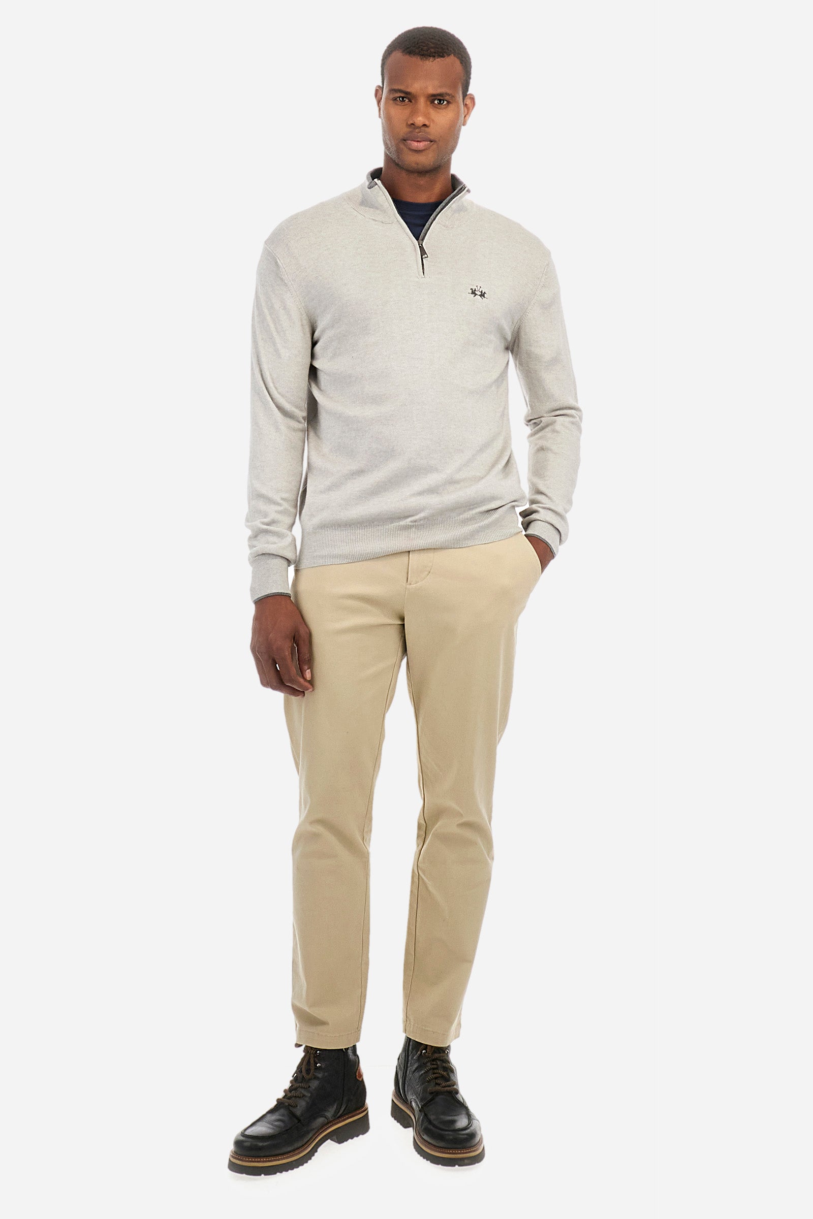 Regular fit pullover in cotton and wool - Zayyir