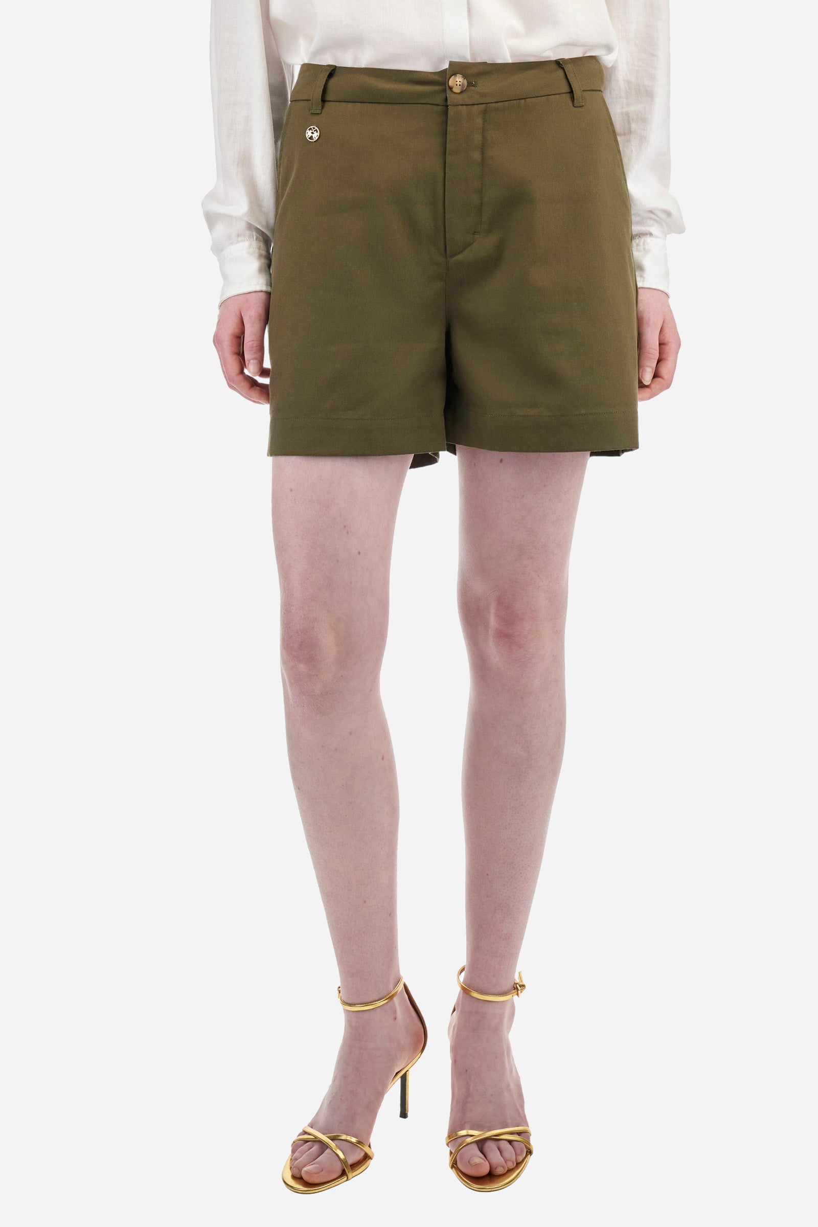 Regular-fit cotton and modal Bermuda shorts - Anica