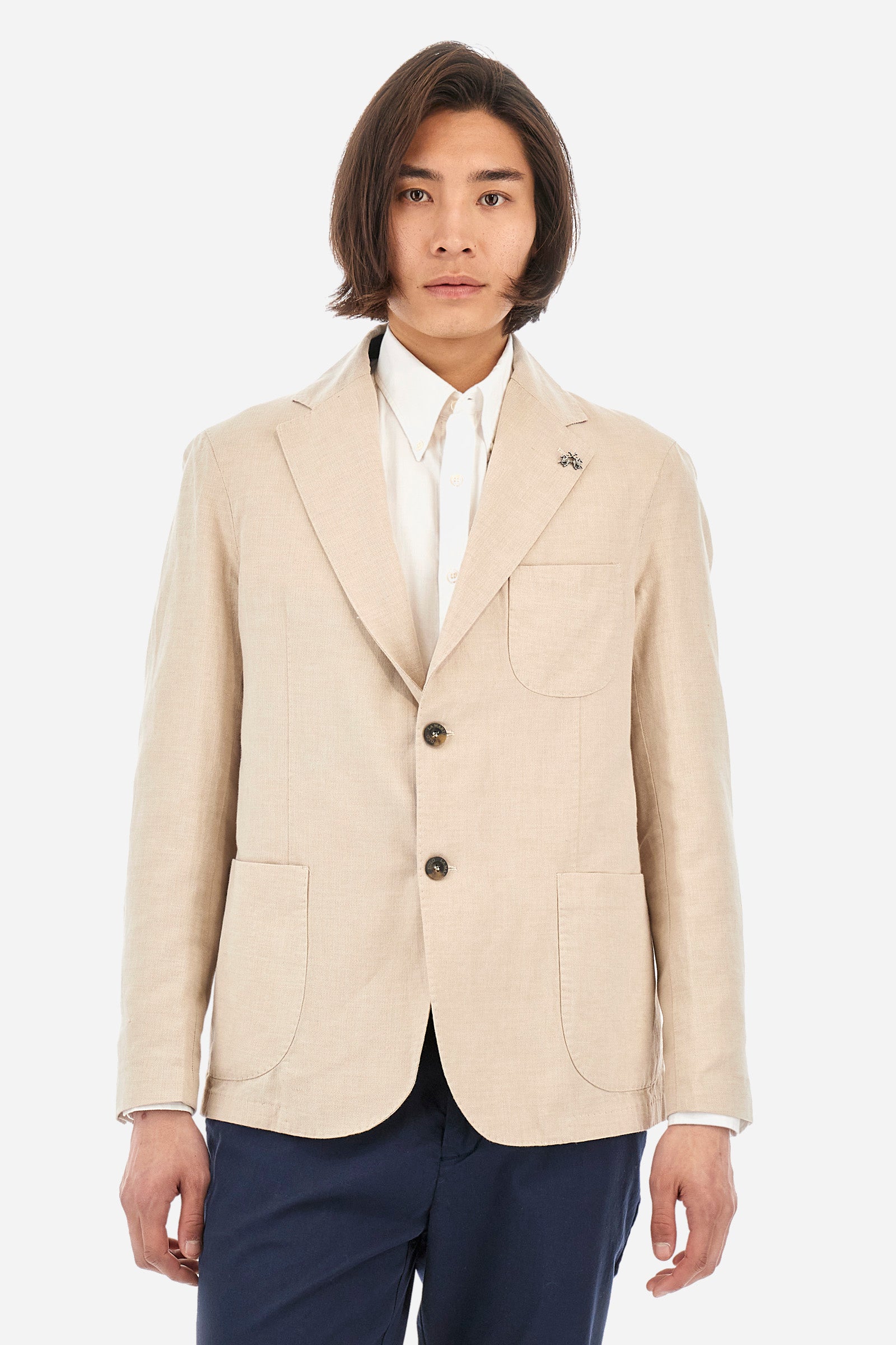 Men's regular-fit cotton and linen-blend blazer jacket