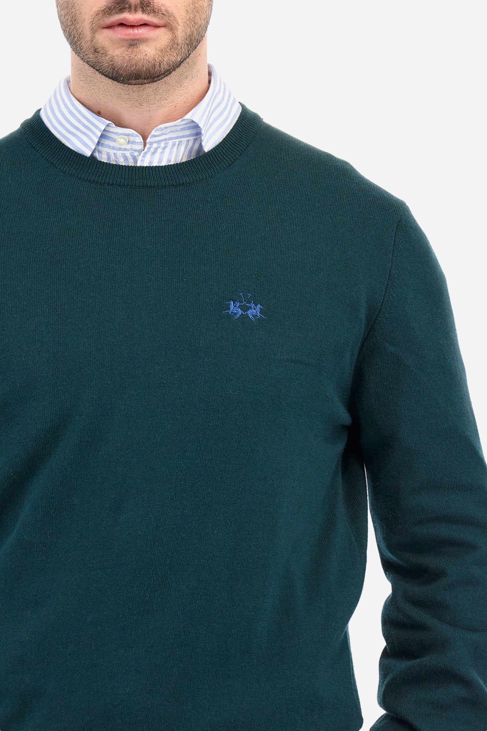 Regular fit pullover in cotton and wool - Zlatko