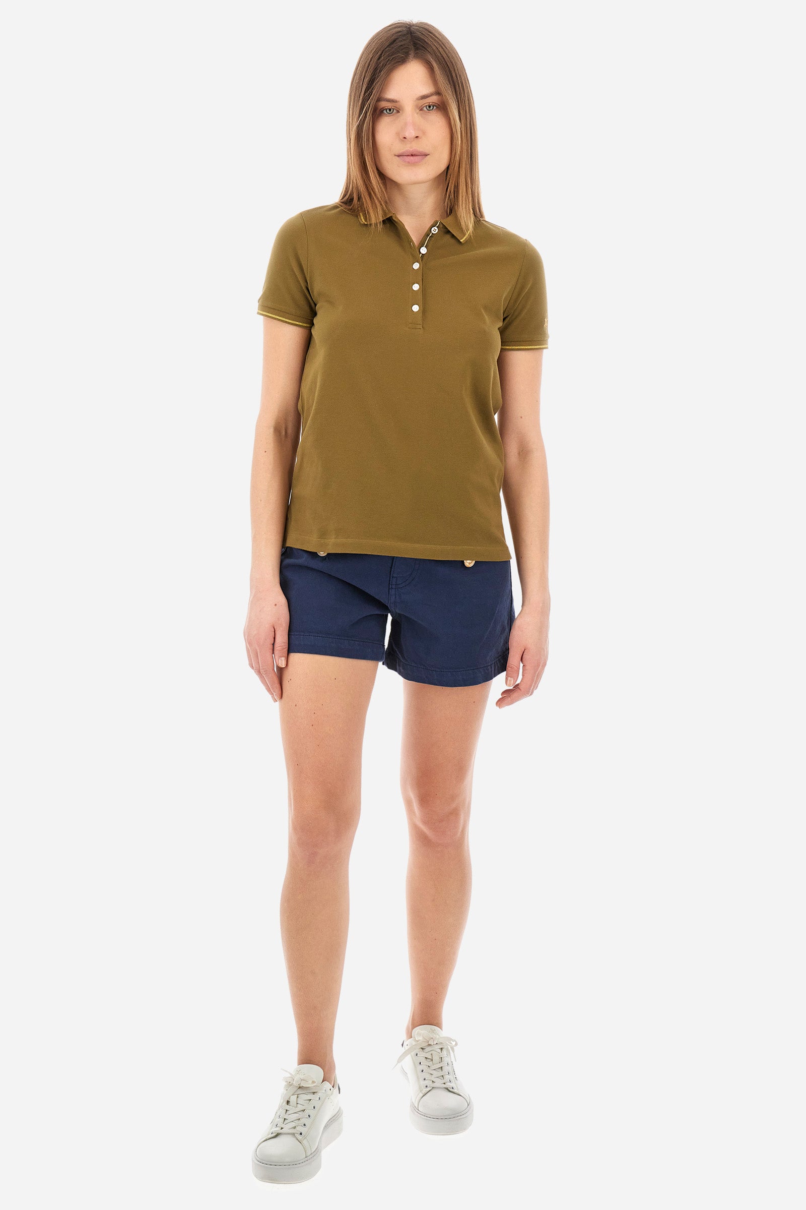 Regular-fit polo shirt in elasticated cotton - Yerina