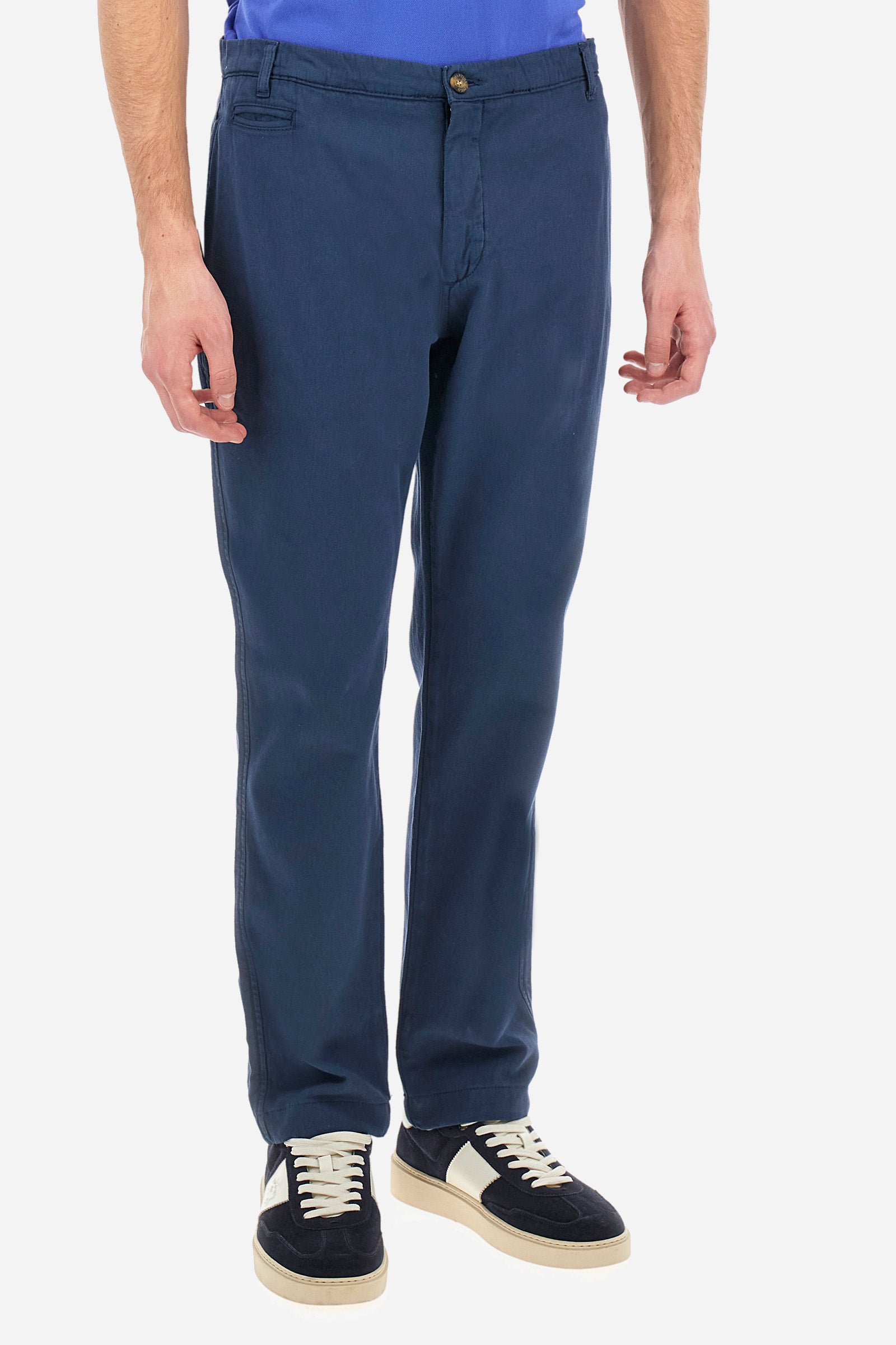 Pantalone chino in cotone e lino regular fit - Yasuhiko