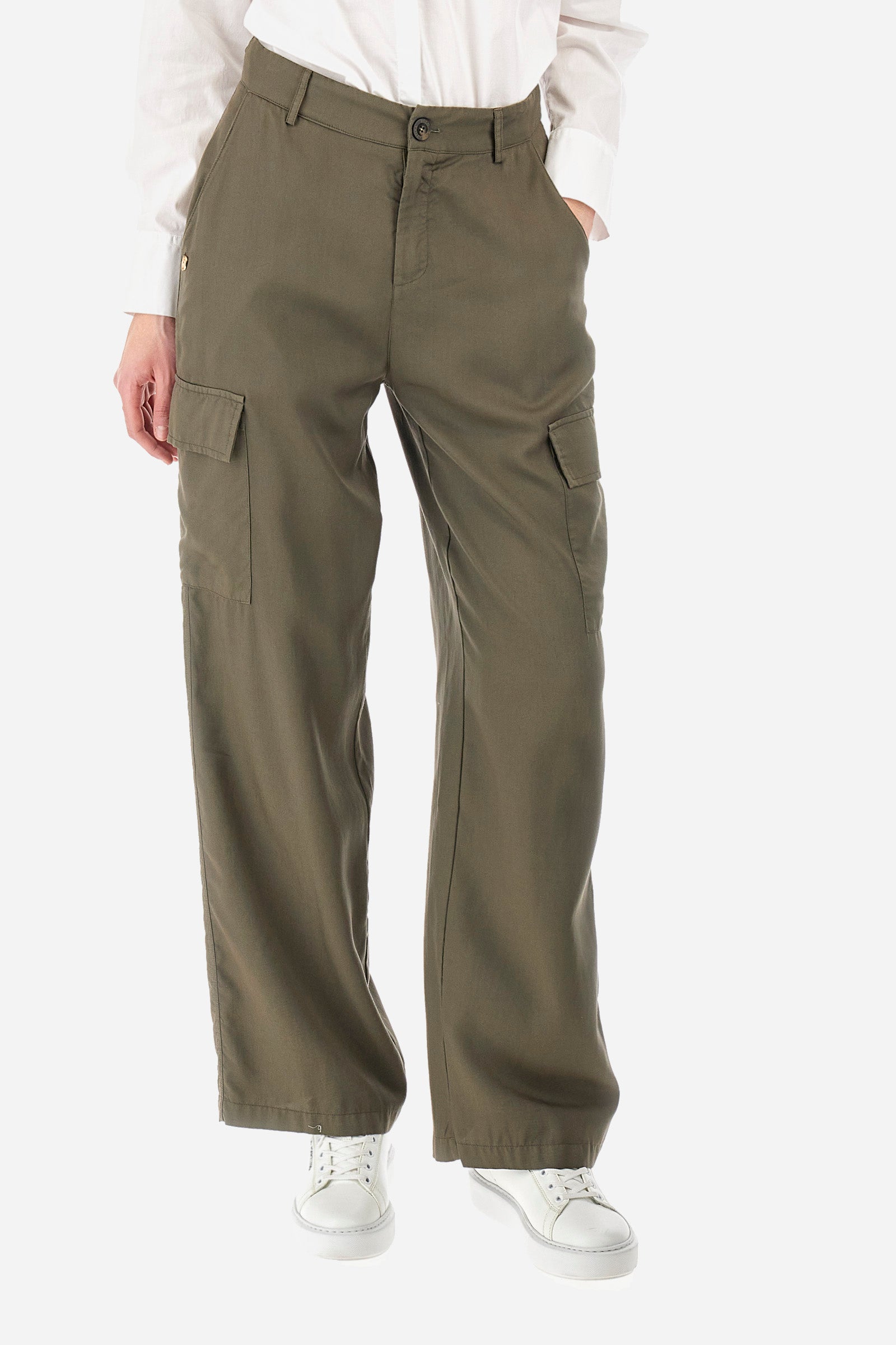 Pantaloni cargo regular fit in tessuto ecologico - Yasmine