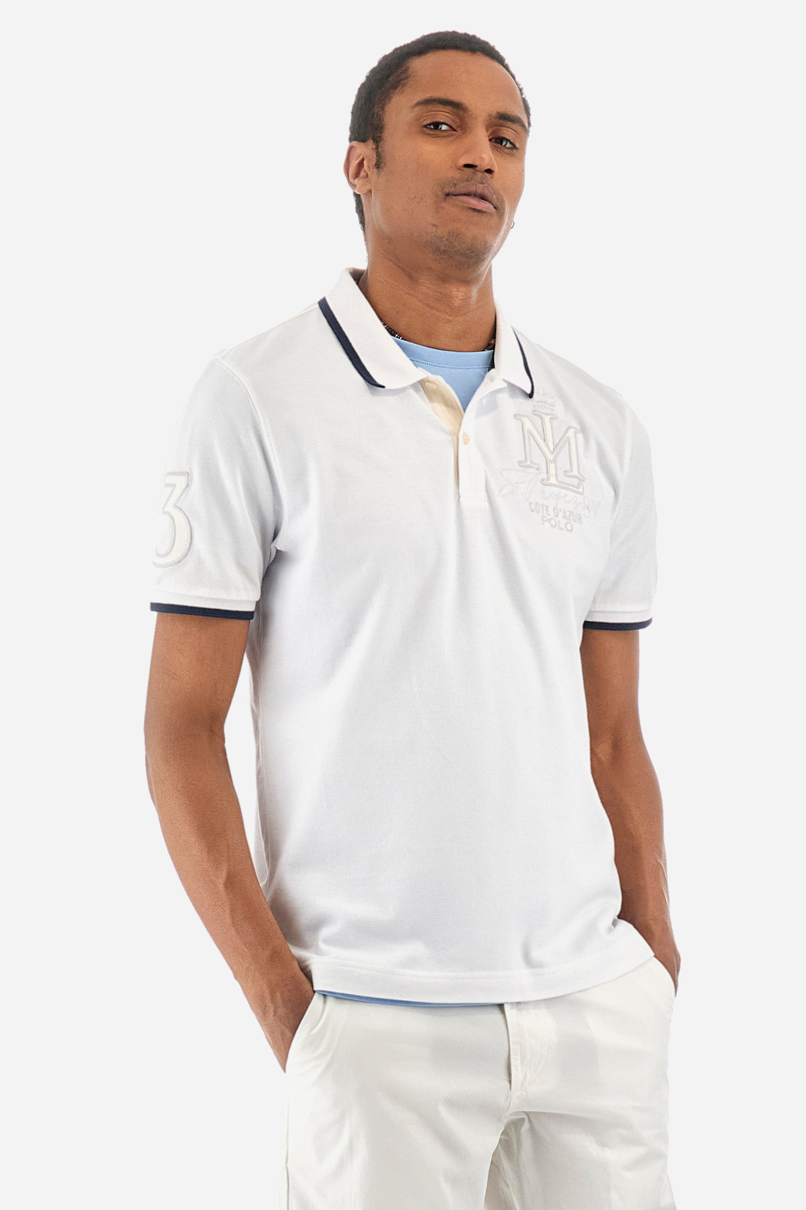 Regular-fit polo shirt in elasticated cotton - Yoseff