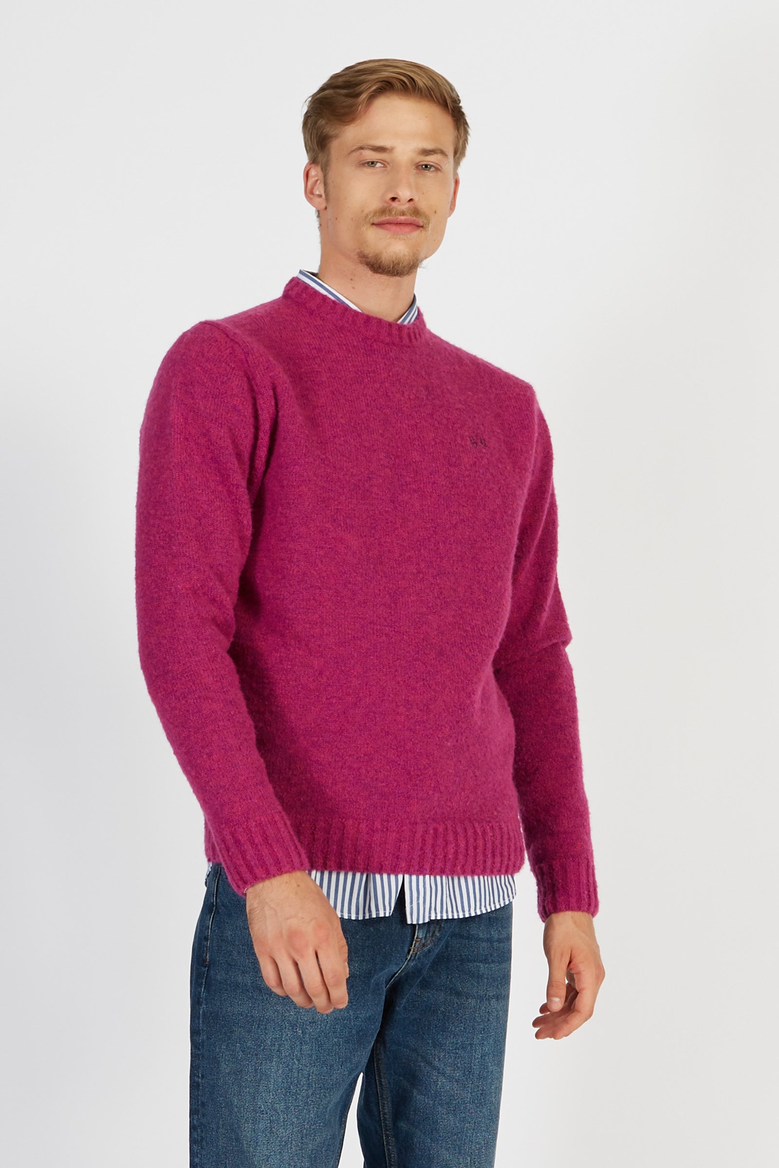 Men’s Blue Ribbon Long Sleeve Sweater in Regular Fit Alpaca Blend