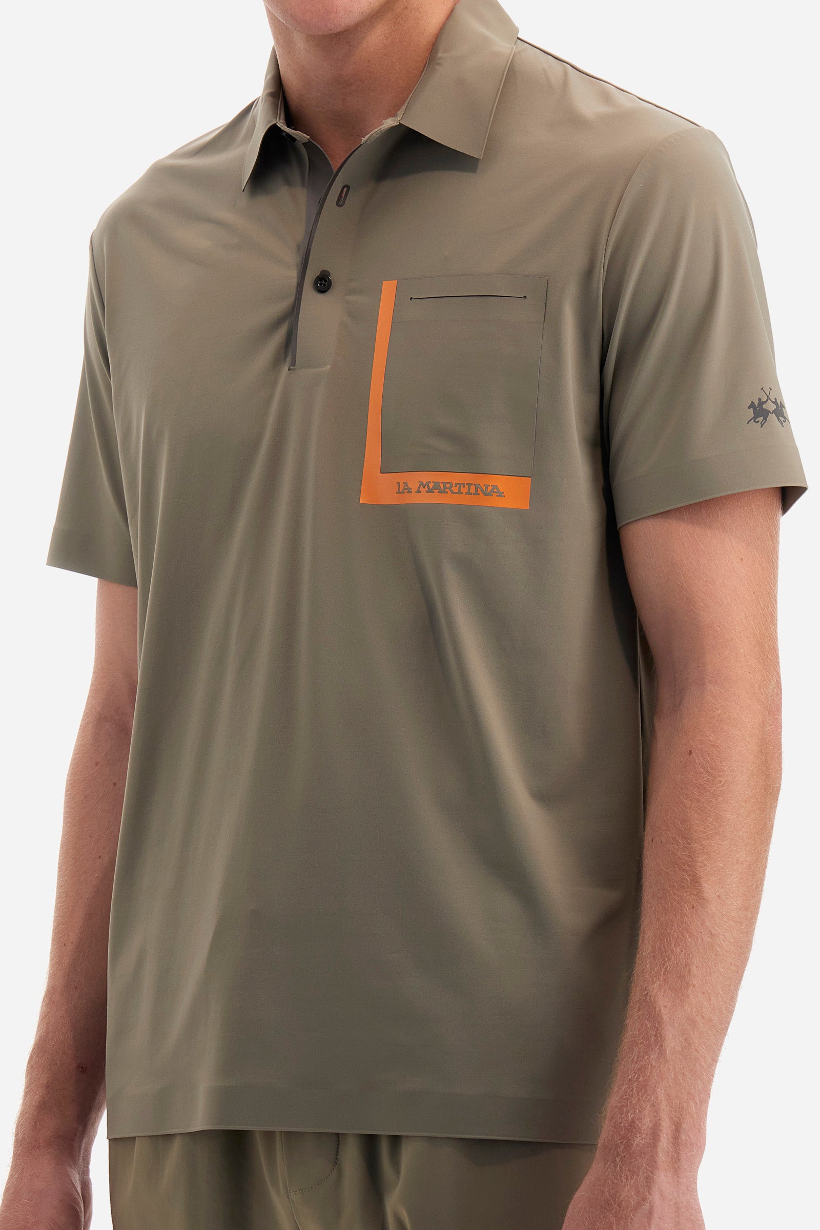 Regular-fit polo shirt in synthetic fabric - Yorik