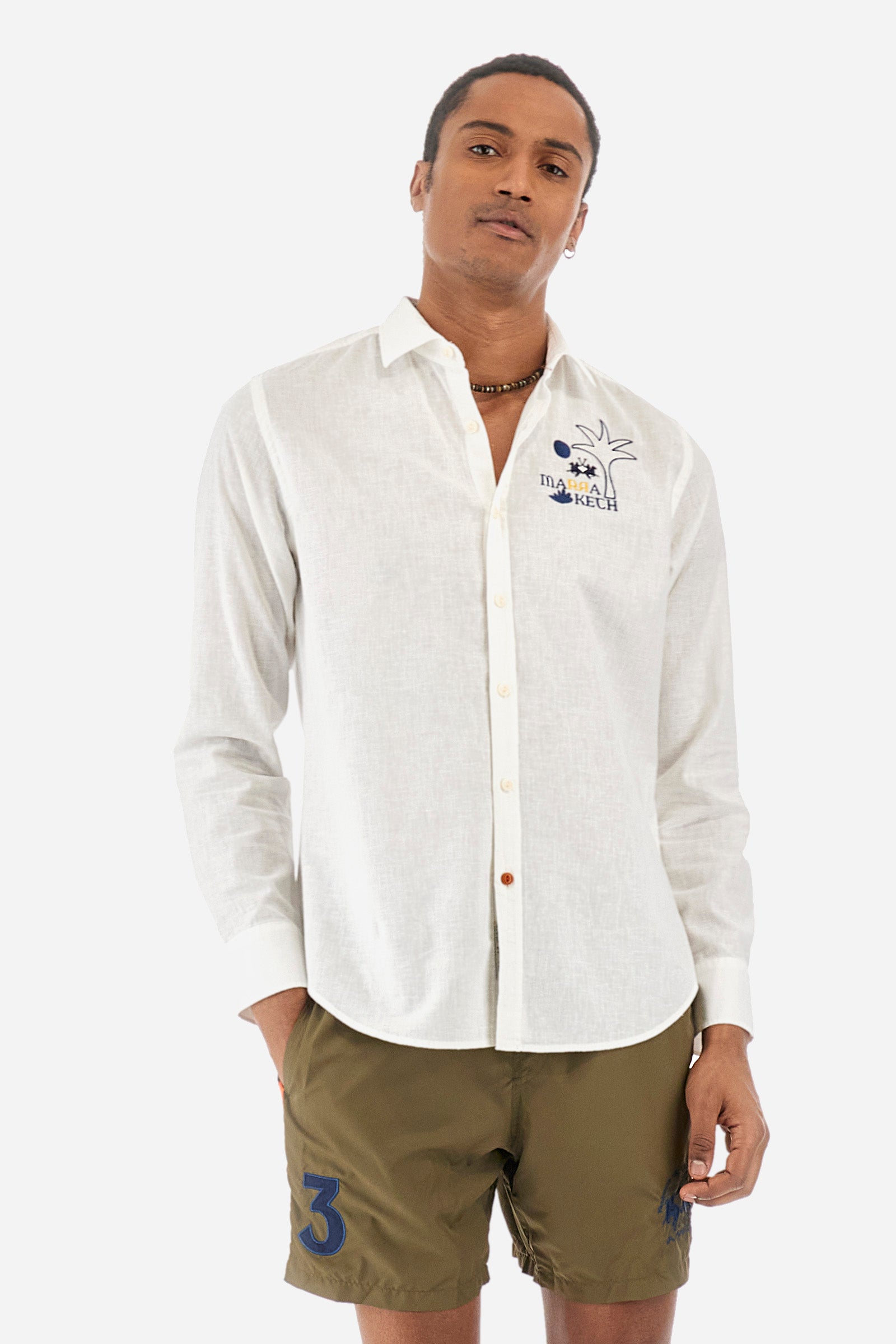 Regular-fit shirt in cotton and linen - Rodolfo