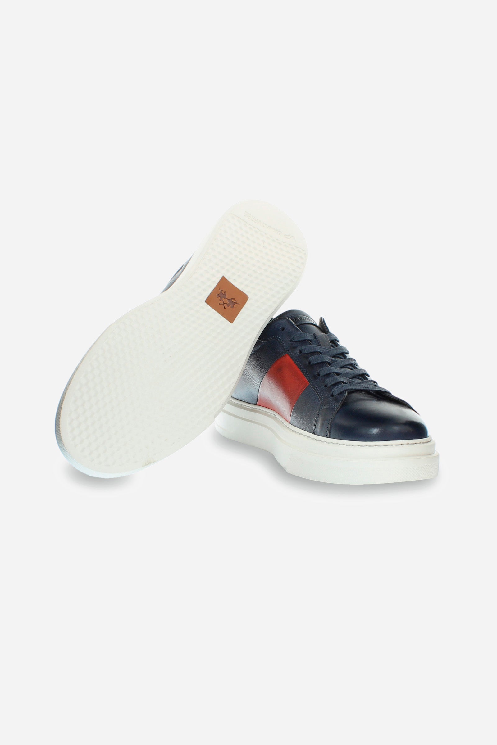 Men's trainer in multi-coloured leather