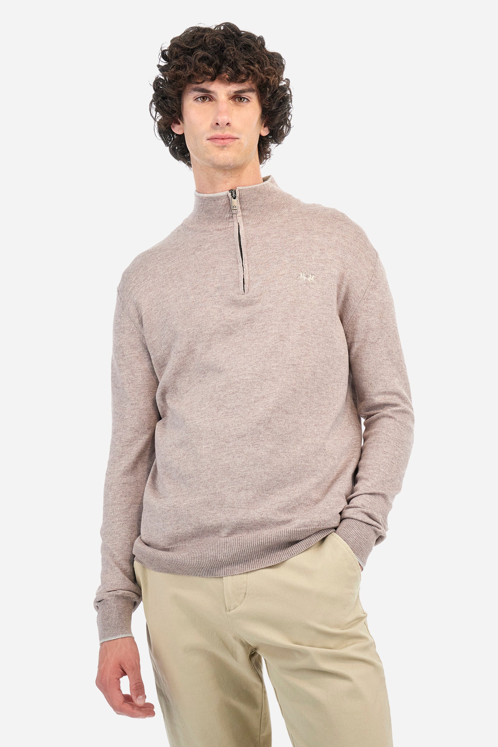 Regular fit pullover in cotton and wool - Zayyir