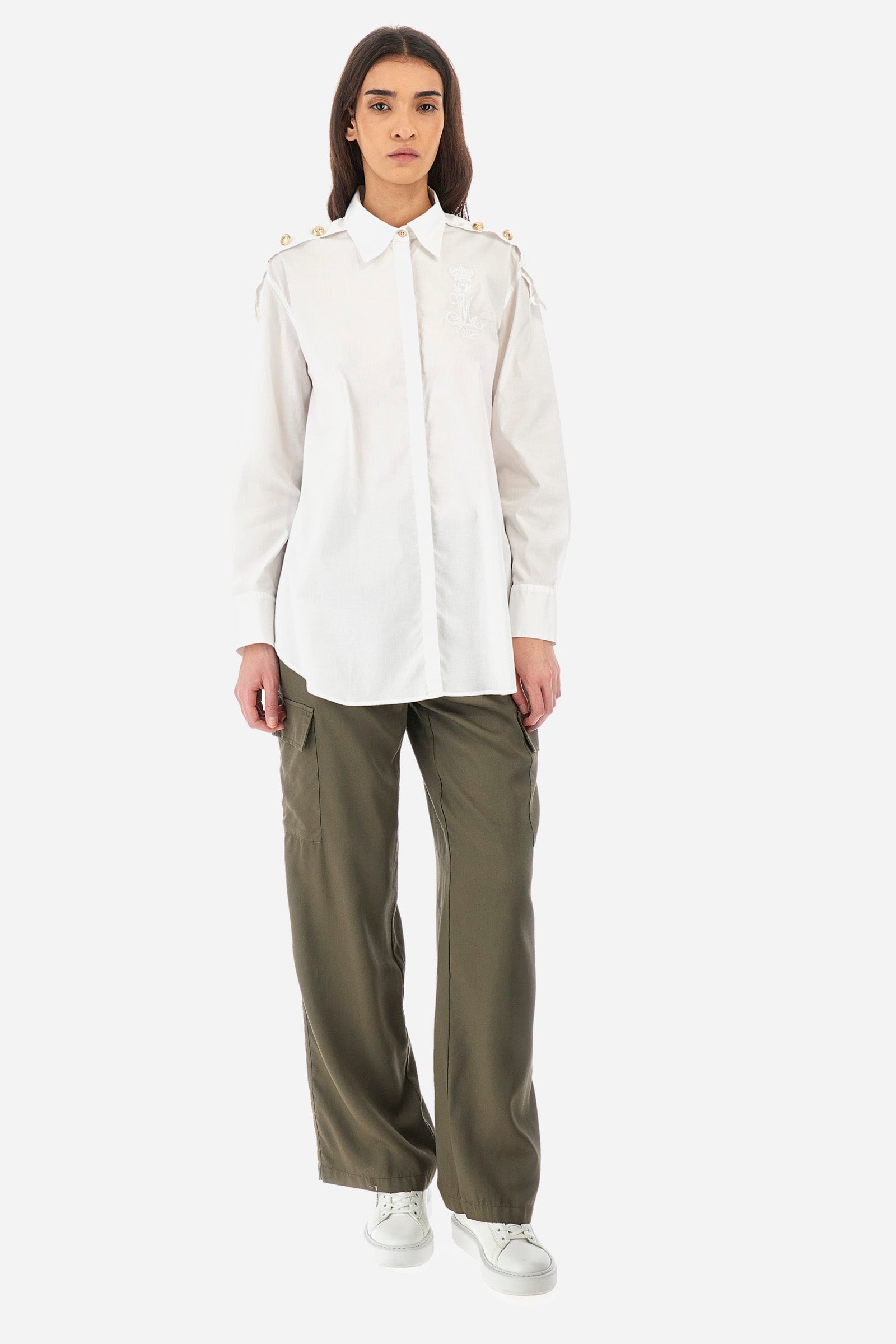 Camisa de corte recto de algodón elastizado - Yakira