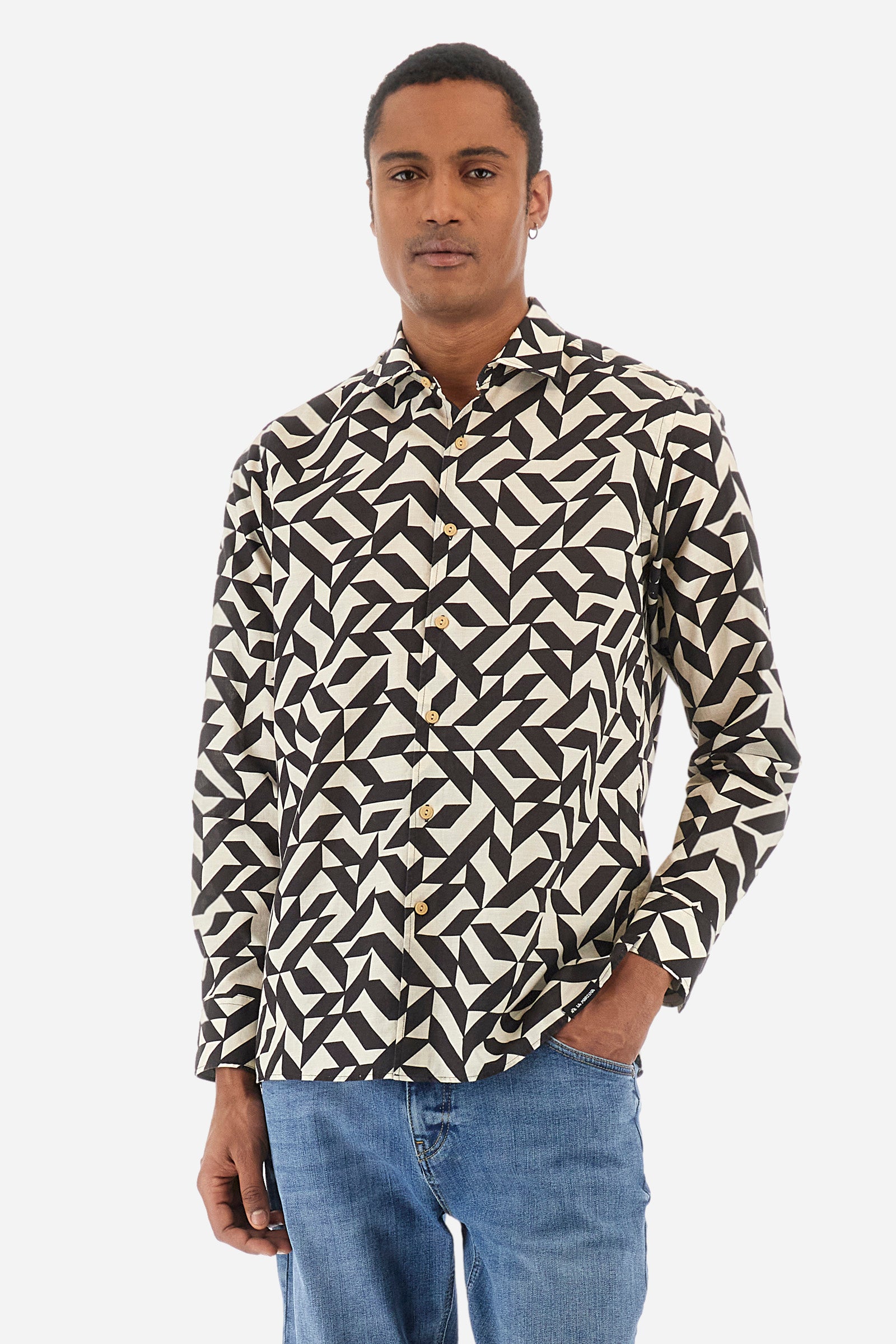 Patterned cotton and linen shirt - Innocent