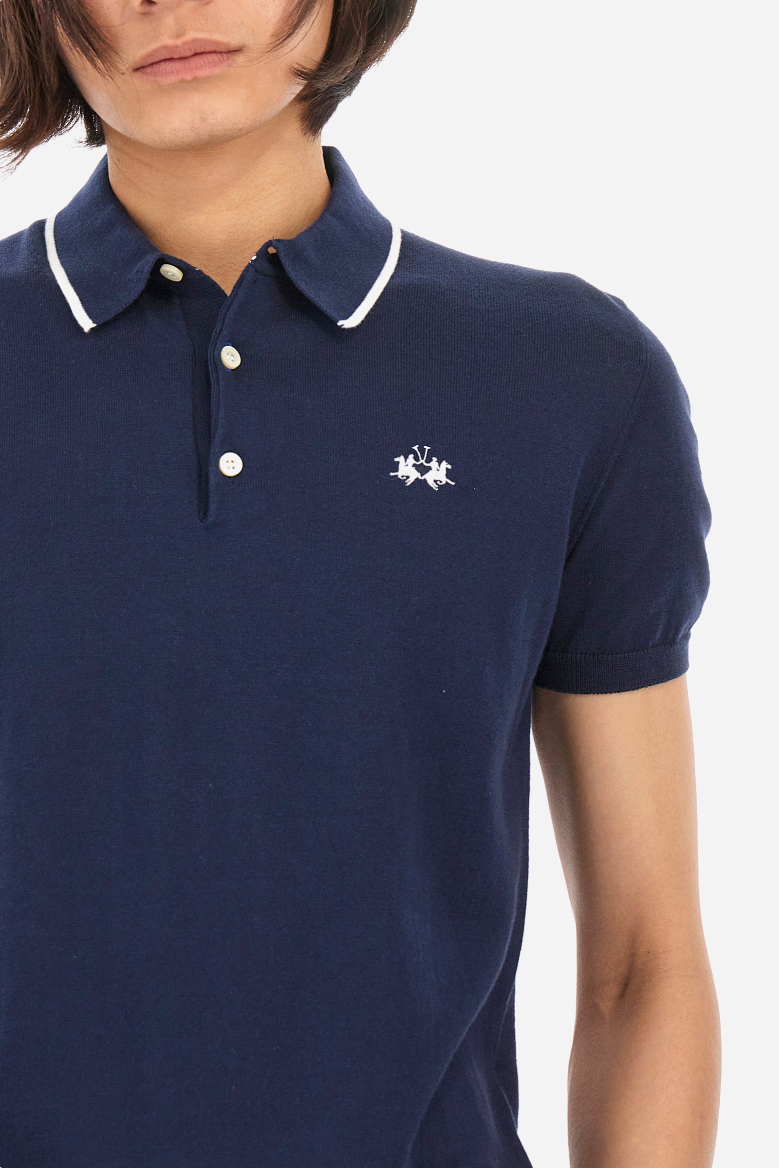 Men's short-sleeved regular-fit cotton polo shirt