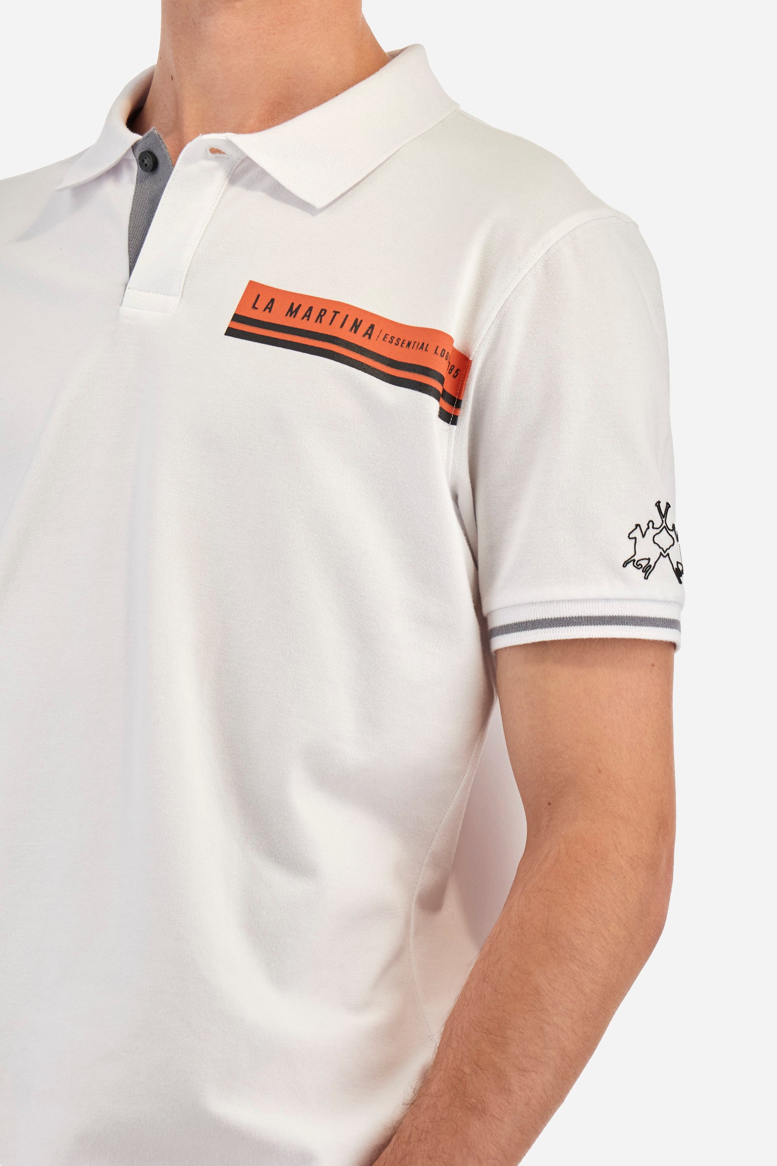 Regular fit polo shirt in stretch cotton - Zaccariah