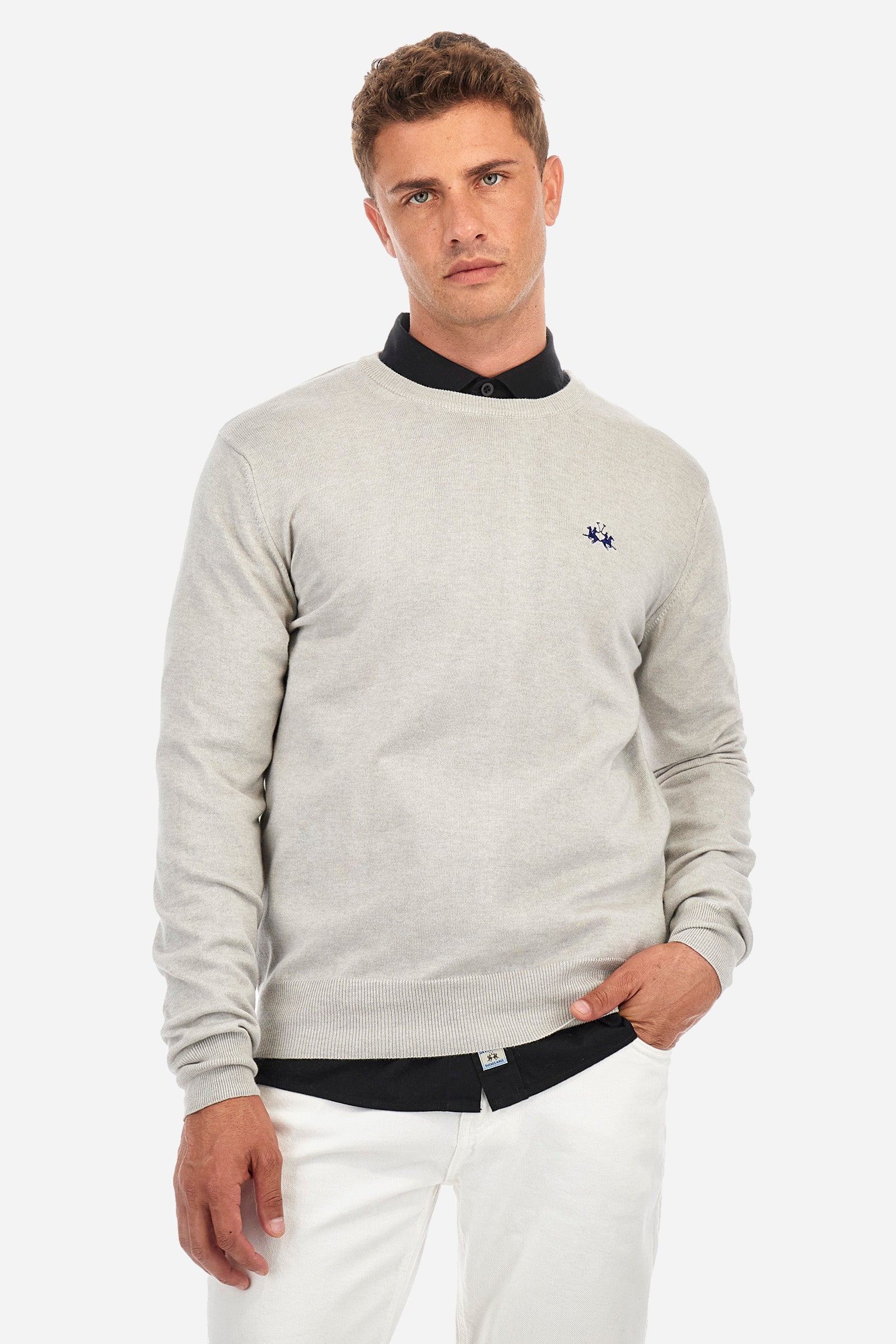 Regular fit pullover in cotton and wool - Zayden