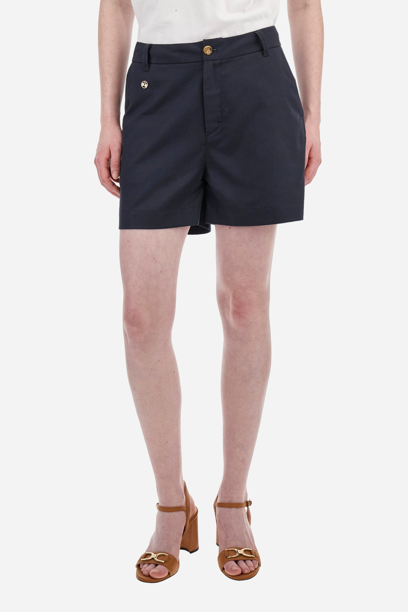 Regular-fit cotton and modal Bermuda shorts - Anica