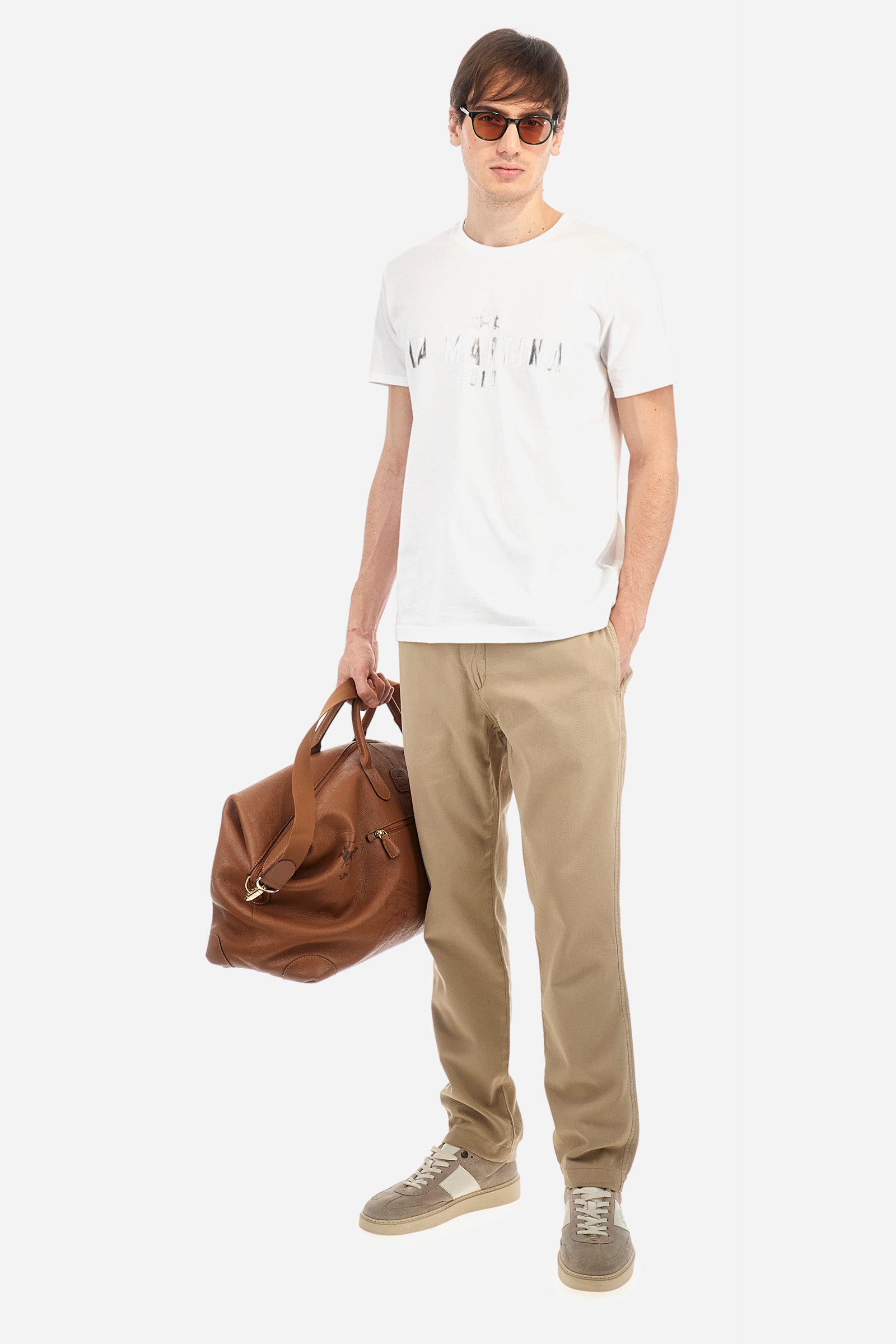 Regular-fit cotton and linen chinos - Yasuhiko