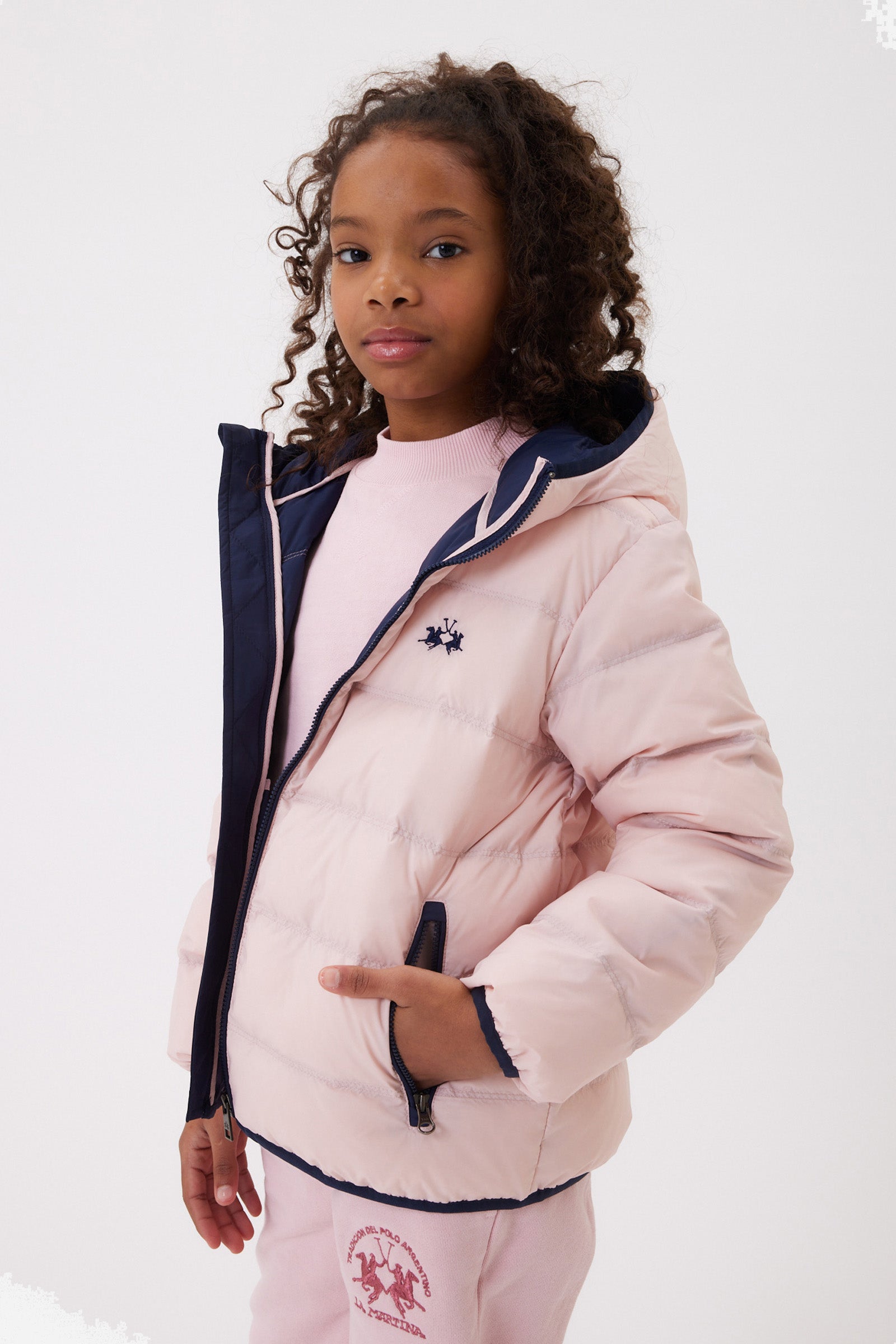 Girl's quilted bomber jacket with hood